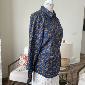 Boden Blue Squirrel Button Down Shirt US 14